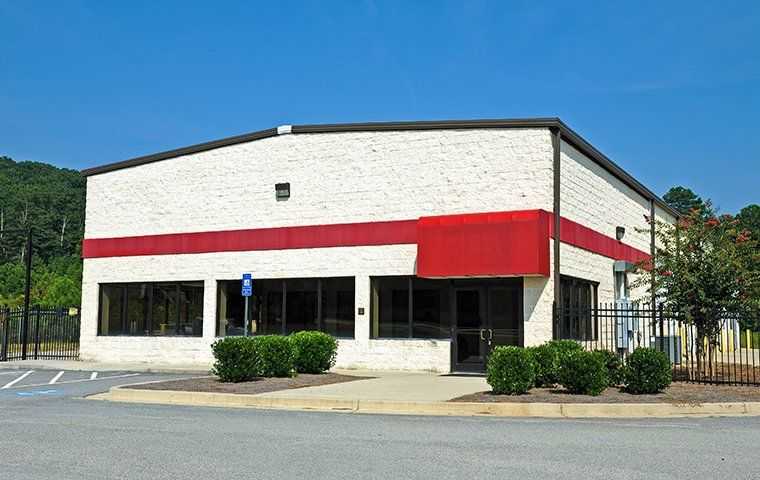 red and white commercial building