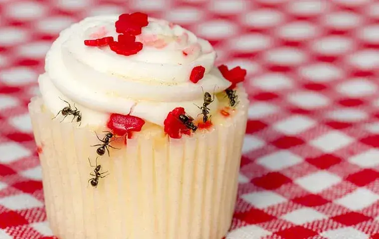 ants crawling on a cupcake in a home in orange county