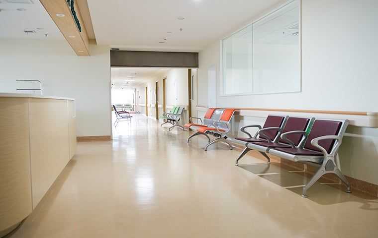 an empty hospital reception area