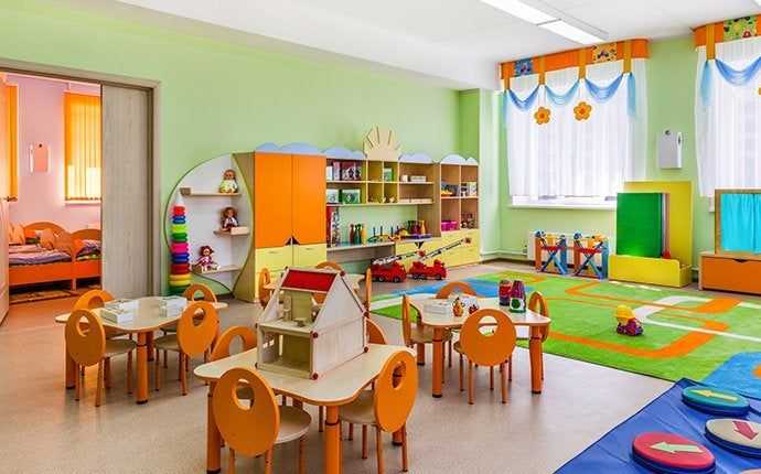 a colorful daycare room
