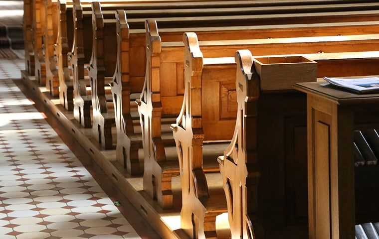 interior view of a church sitting area
