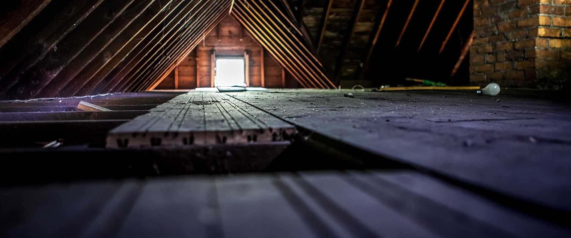 a large dim attic space
