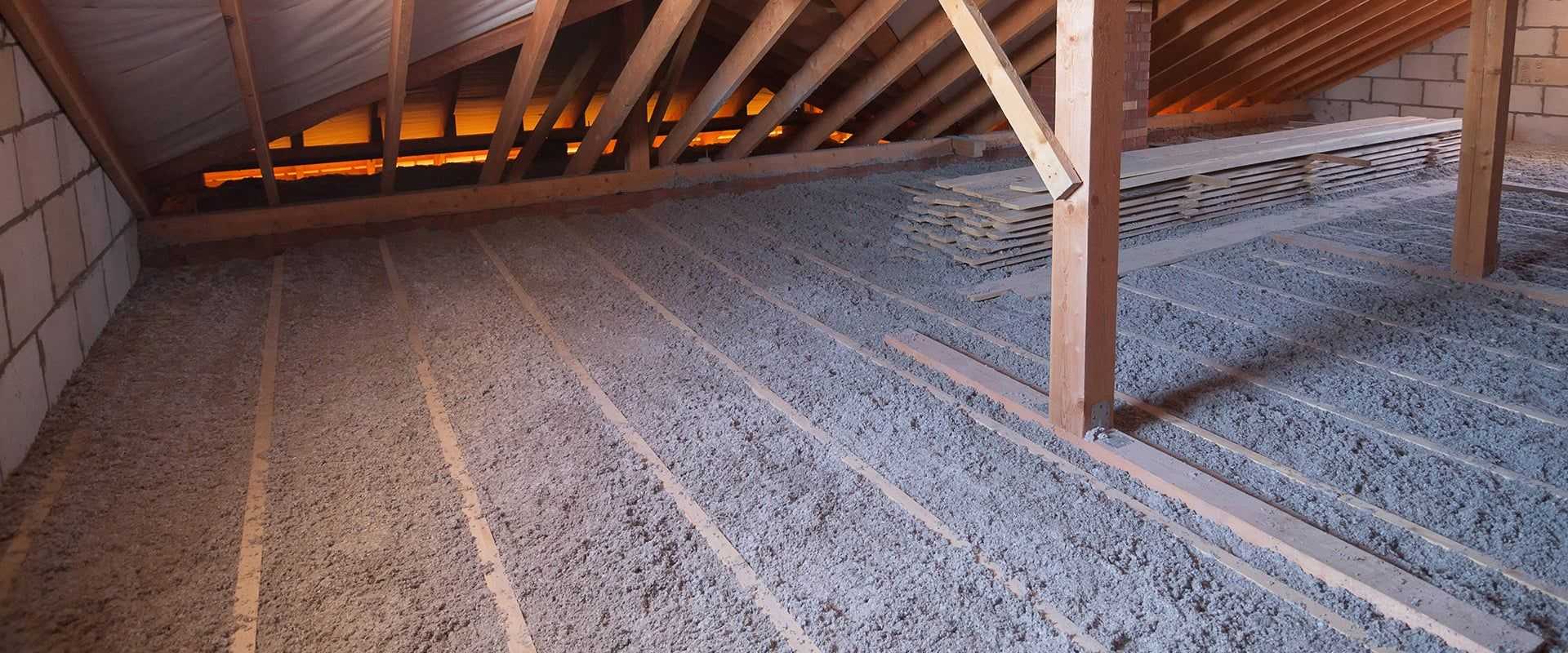 an attic of a home with spray insulation